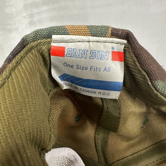 Vintage San Sun Camo Snapback Hat Dowdle Sporting Goods Memphis Duck Rope Cap - Picture 3 of 4